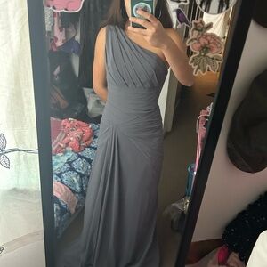 SORELLA VITA One-Shoulder Slate Grey Evening Gown